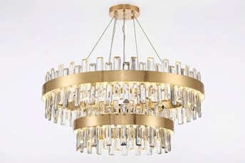 שנדליר מודרני עם קריסטלים בעיצוב מודרני עם זהב מוברש