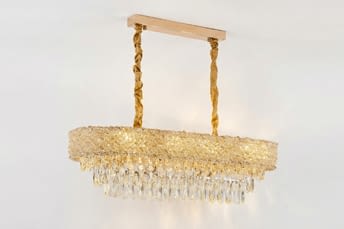 שנדליר קריסטלים מאורך עם גימורי זהב - יבוא מסין