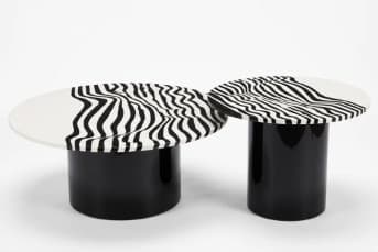 סט שולחנות קפה שחור לבן עם דוגמת פסים ZEBRA