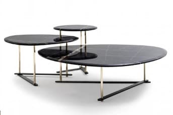 סט שולחנות קפה עגולים שחורים בגבהים שונים ORBIT