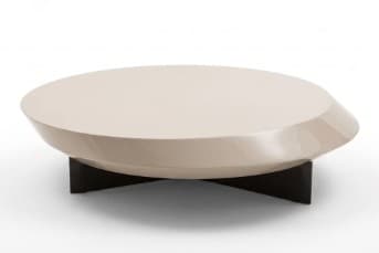 שולחן קפה אובלי בגוון שמנת עם בסיס כהה OVAL