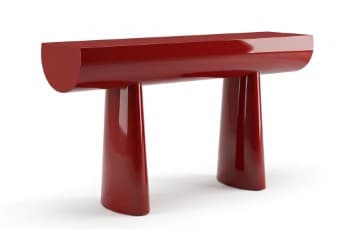 קונסולה אדומה מבריקה עם רגליים פיסוליות דגם RUBY