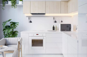 housing unit white kitchen