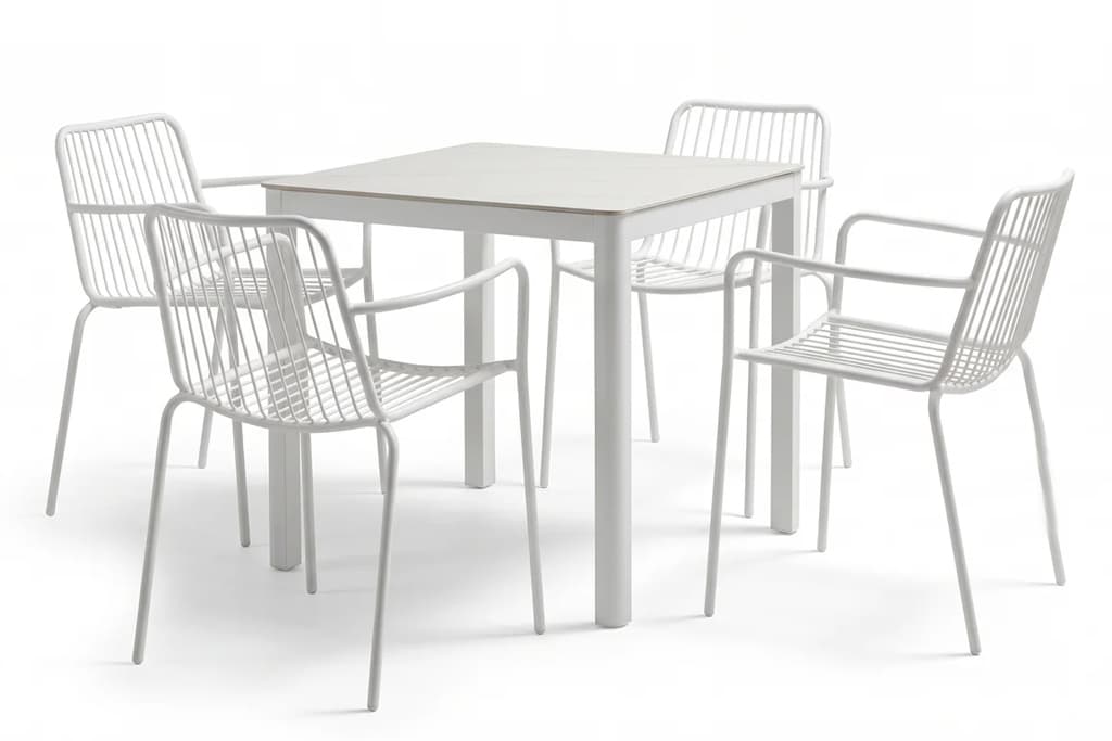 פינת אוכל לגינה דגם WHITE במסגרת יבוא ריהוט גן מסין