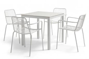 פינת אוכל חוץ לבנה מינימליסטית דגם WHITE