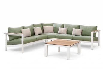 outdoor sofa with light green upholstery