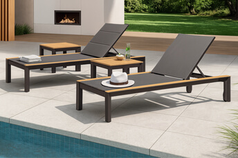 sun lounger and side table for pool