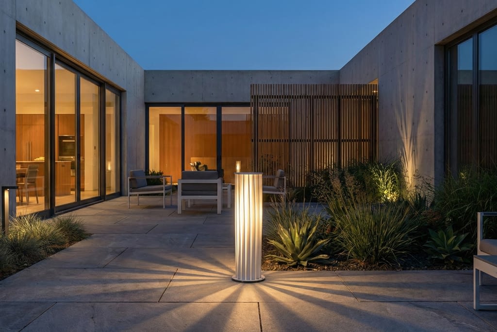 גוף תאורה מעוגל בעיצוב מודרני בחצר בית דגם GJL-JS-30075