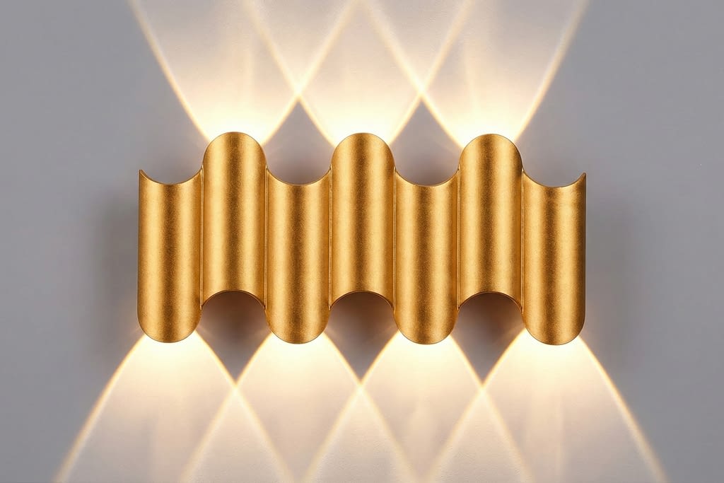 תאורת חוץ בעיצוב מניפה, צמוד קיר צבע זהב דגם ZKL-OT-8001