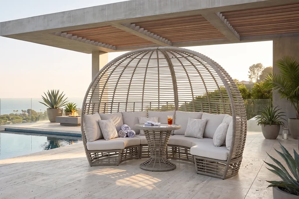 פינת רביצה לחוץ GAZEBO תחת פרגולה בחצר בית ליד בריכה