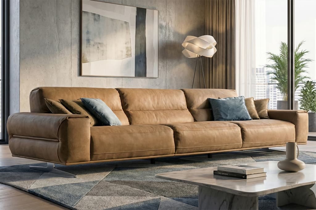 ספת עור נובה דגם TAL-GS9130 - תמונה בסלון בית