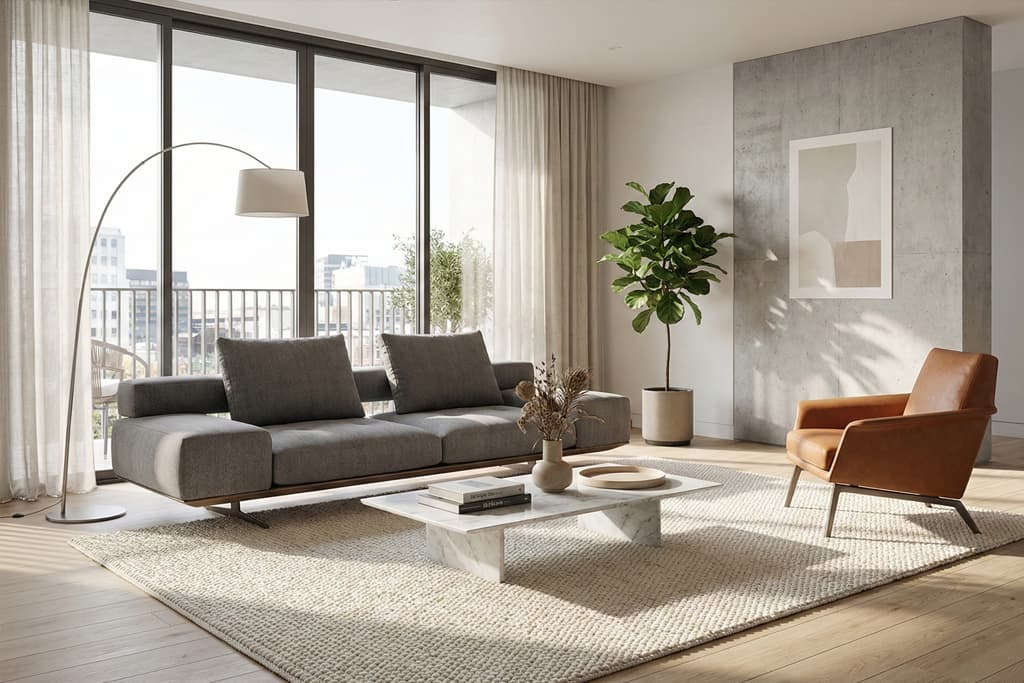 ספה מודרנית אפורה דגם TAL-GS9238 - תמונה בסלון בית בעיצוב מודרני