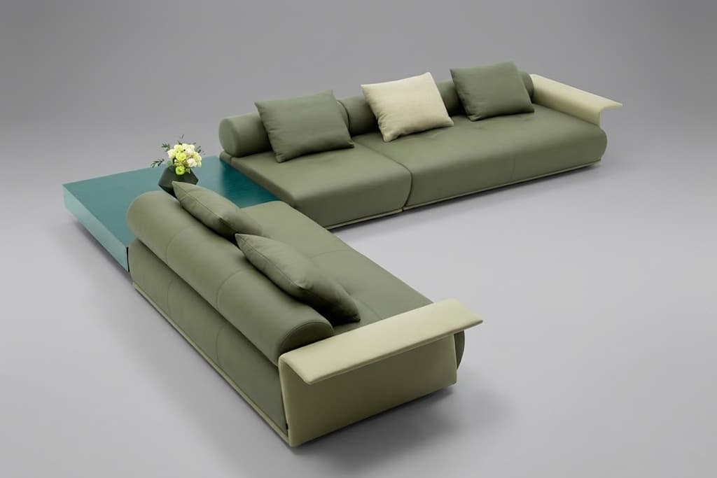 ספה מודולרית מעור בצבע ירוק דגם tal-gs9240