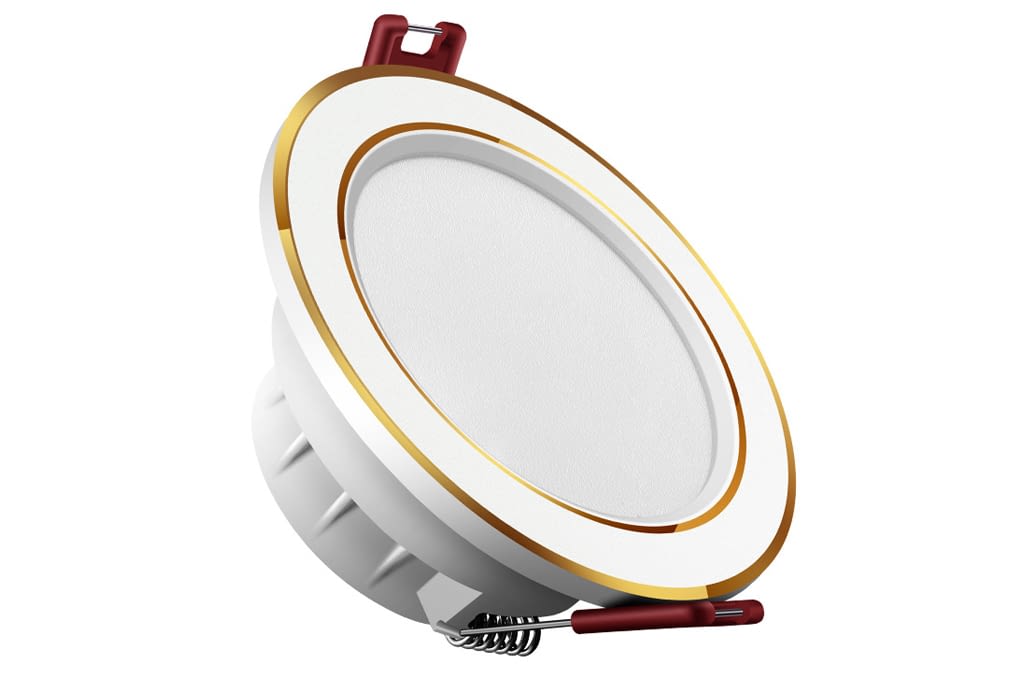 ספוט תאורה שקוע בצבע לבן עם מסגרת זהב דגם SPOT-OSC-3303