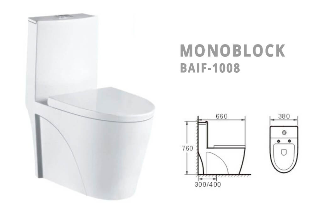 אסלה מונובלוק סייפוניק דגם BAIF-1008 - קרמיקה איכותית ביבוא מסין