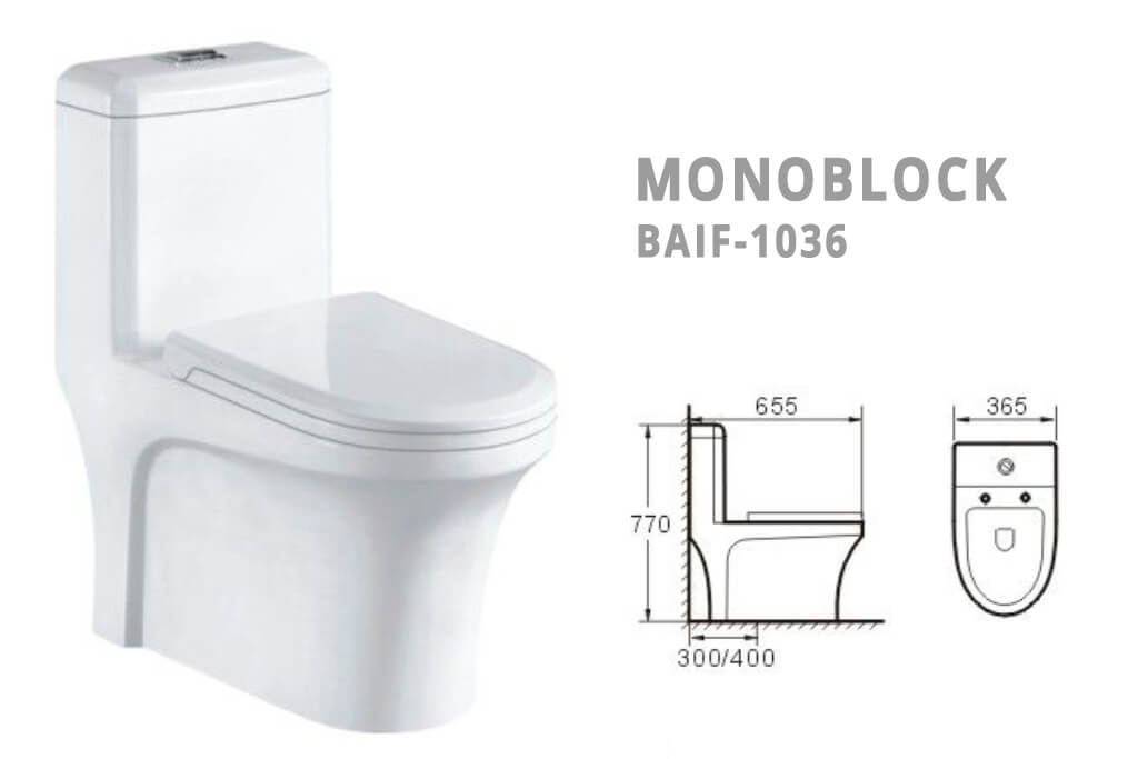 אסלת מונובלוק דגם BAIF-1036 בעיצוב קלאסי - יבוא תכולת הבית מסין
