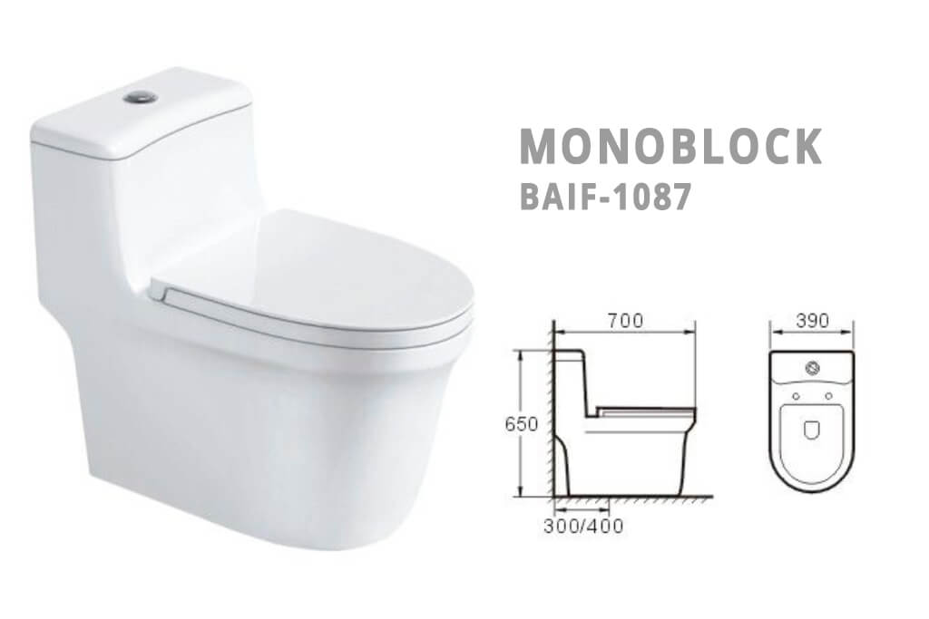 אסלת מונובלוק BAIF-1087 עם מושב הידראולי - יבוא אישי מסין