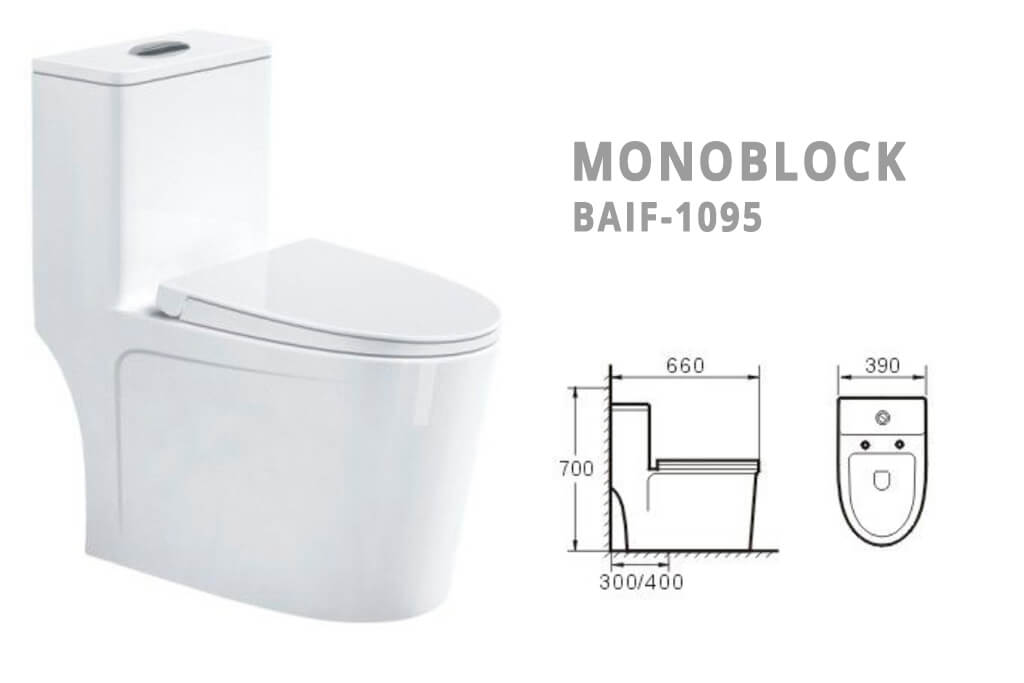 אסלה סייפוניק מונובלוק BAIF-1095 - מושלמת לחללי רחצה מודרניים