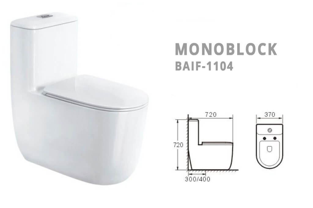 שירותים קרמיים BAIF-1104 מונובלוק - איכות גבוהה בעיצוב נקי