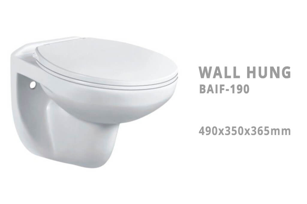 שירותים תלויים דגם BAIF-190 עם שטיפה שקטה - ייבוא תכולת הבית