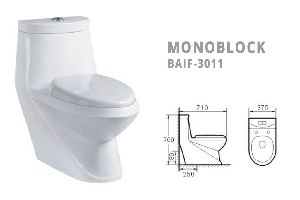 שירותים מונובלוק דגם BAIF-3011 בעיצוב עגול - יבוא תכולת הבית