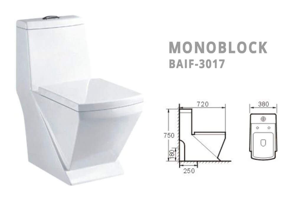 אסלה מונובלוק סייפוניק BAIF-3017 - קרמיקה איכותית לייבוא