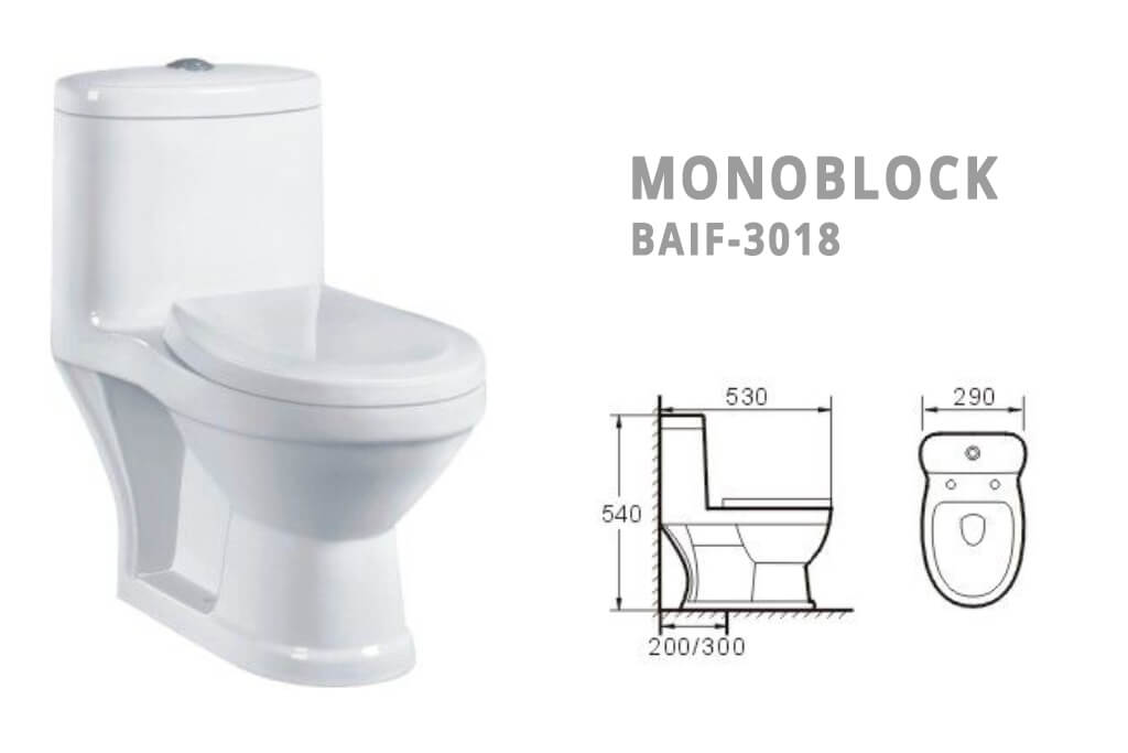 שירותים BAIF-3018 מונובלוק עם מיכל אחורי - יבוא אישי מסין