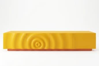שידת טלוויזיה צהובה עם חזית גלית דגם RIPPLE 3