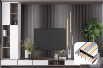 wooden wall panels with aluminum stripes