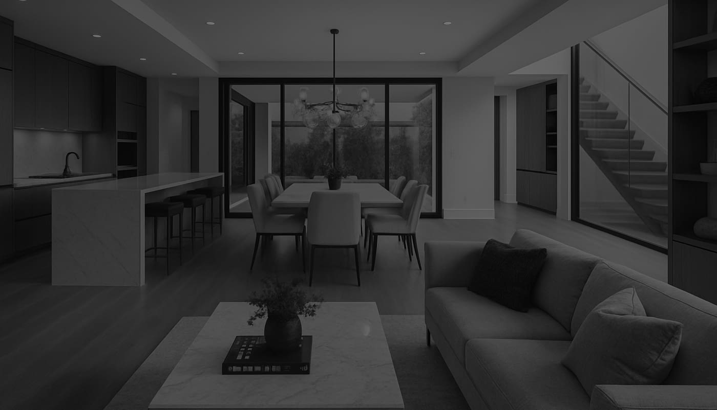 image of a luxury home, living room, dinning area and kitchen